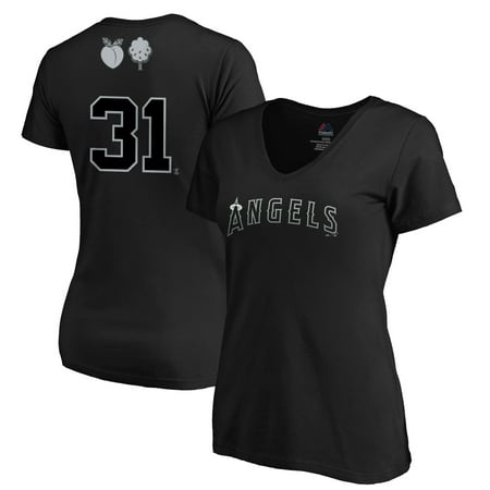 Ty Buttery Los Angeles Angels Majestic Women's 2019 Players' Weekend Name & Number V-Neck T-Shirt -