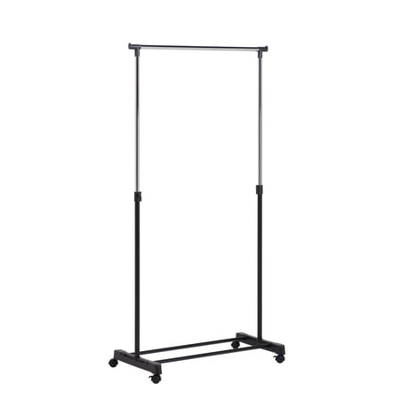 Honey Can Do Adjustable Height Rolling Metal Clothes Rack, Chrome