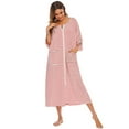 thumbnail image 2 of Eternatastic Womens Zipper Robe 3/4 Sleeves Loungewear Dress Full Length Sleepwear Pockets Housecoat Nightgown Long Bathrobe, 2 of 7