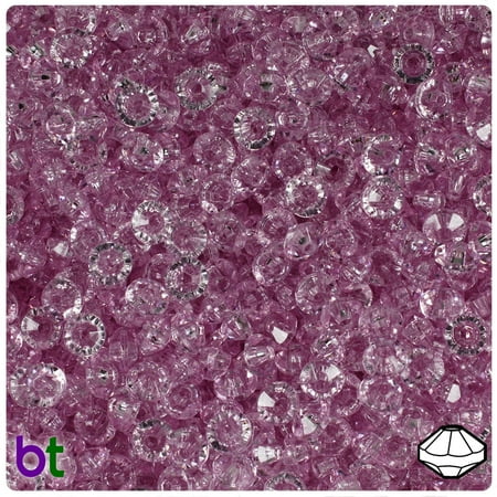 BeadTin Pale Fuchsia Transparent 6mm Faceted Rondelle Craft Beads (1200pcs)