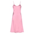thumbnail image 3 of FRSASU Women's Satin Bridesmaid Dresses Spaghetti Straps Wedding Guest Dress Maxi formal Gowns with Slit Pink, 3 of 8