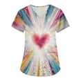 thumbnail image 2 of Valentine's Day Scrub Tops for Women Short Sleeve V Neck Scrub Top Glitter Heart Printed Shirts Valentine's Day Scrubs Tops Working Nurse Uniforms with Pockets, 2 of 4