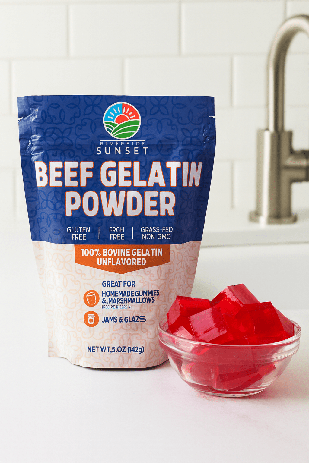 Divided Sunset, Unflavored Beef Gelatin Powder, 5 oz (142 g)