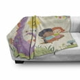 thumbnail image 2 of Cartoon Soft Flannel Fleece Throw Blanket, Happy with Adventures are Calling Calligraphy Funny Dinosaur Monster, Cozy Plush for Indoor and Outdoor Use, 50" x 70", Multicolor, by Ambesonne, 2 of 5