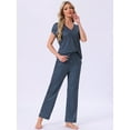 thumbnail image 3 of DARING DIVA Pajamas V Neck Top Drawstring Pants Sleepwear Lounge Sets L Blue Dot, 3 of 7