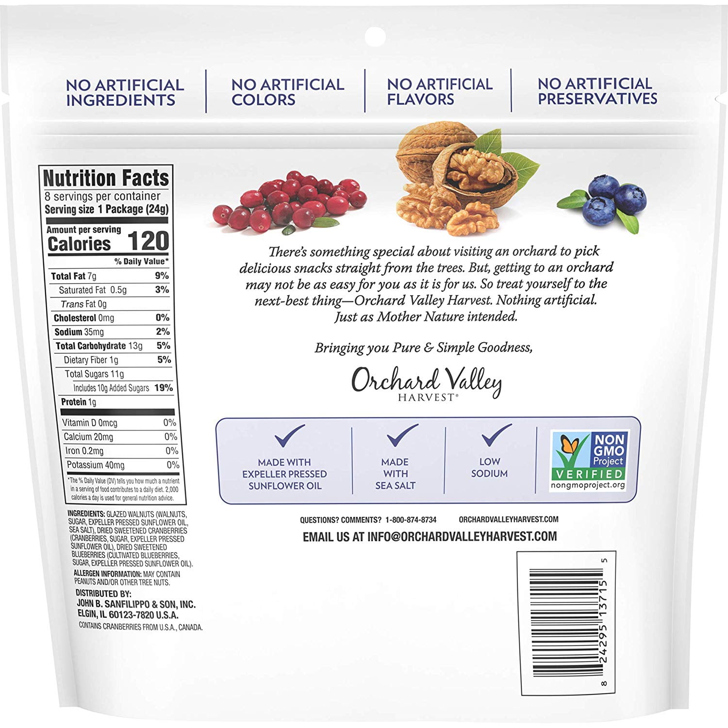 Orchard Valley Harvest Glazed Walnuts & Berries, 0.85 oz (Pack of 8)