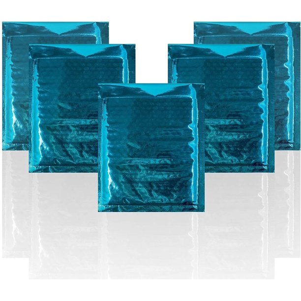 Paquete de 10 sobres de burbujas color verde azulado de 8,5 x 11. Sobres acolchados de 8 1/2 x 11 sobres acolchados; Pelar y sellar; Glamour metálico frustrado; Correo y envío y embalaje
