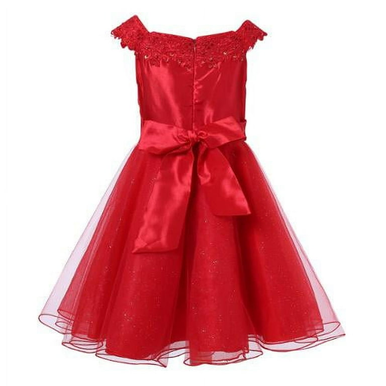 Richie House Little Girls Red Lace Pearl Accents Party Dress 4