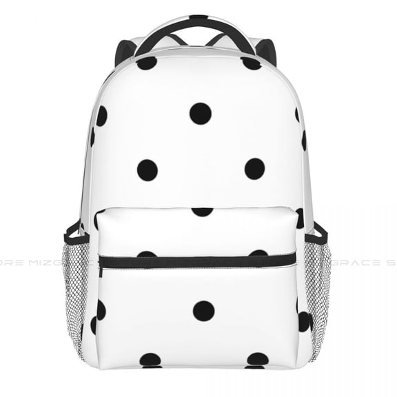 Back To Polka Dots Black And White Backpack Travel Soft Rucksack Casual Laptop Bag