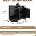 thumbnail image 2 of M optimized 47" Farmhouse Sideboard Buffet Cabinet, Storage Cabinet with 2 Barn Doors and 3 Drawers, Coffee Bar Station Table with Built-in Power Outlet for Kitchen, Living Room, 2 of 9