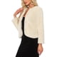 thumbnail image 4 of CHAQUETA DE PIEL SINTÉTICA INSPIRADA CHIC 2024 para Mujeres, Manga Larga, Con Bolsillos, Botón de Perla, Cárdigan Corto Esponjoso, Ropa Exterior XL Beige, 4 of 5