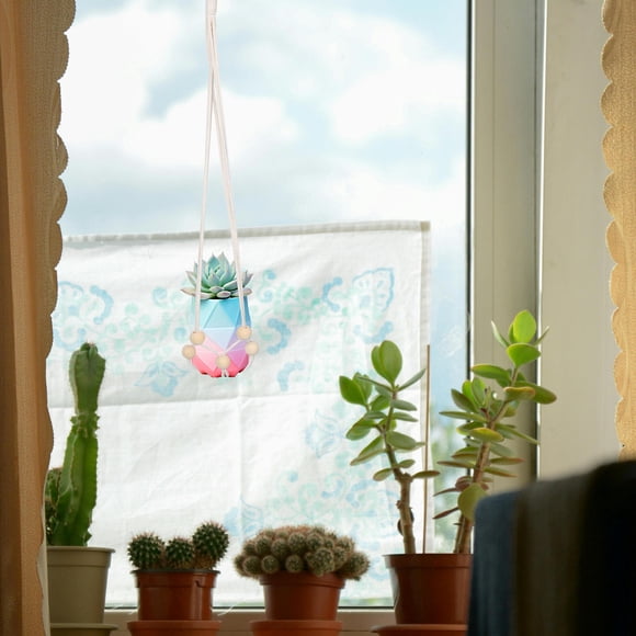 WHAMVOX Colgador Tejido Beige De Macramé Para Plantas Interiores Y Exteriores Con Estilo Rústico