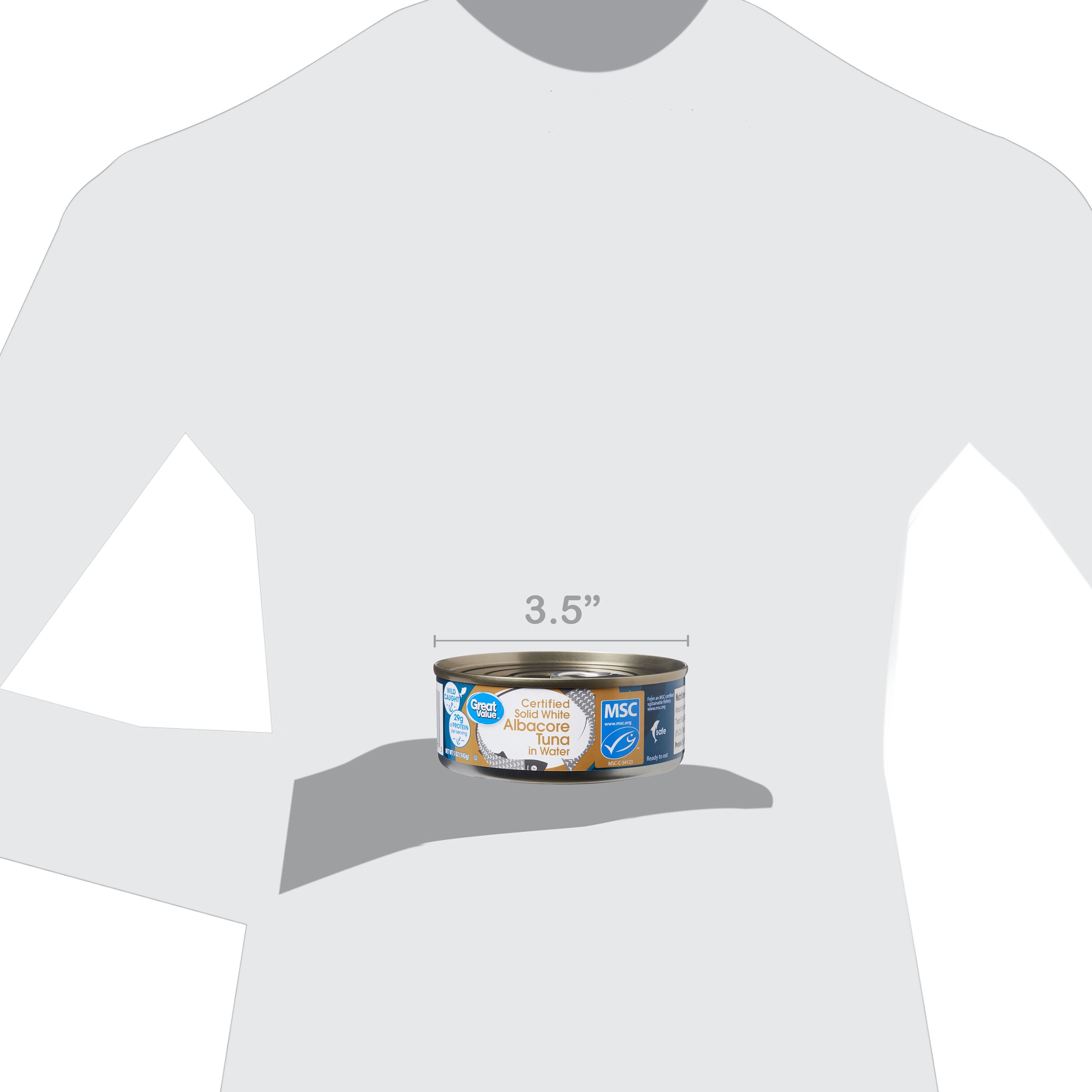 Great Value Certified Solid White Albacore Tuna in Water, 5 oz