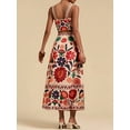 thumbnail image 4 of Womens Printed Skirt Outfits Floral Halter Crop Top A Line Maxi Skirt Casual Going Out Sets Floral XXL, 4 of 8