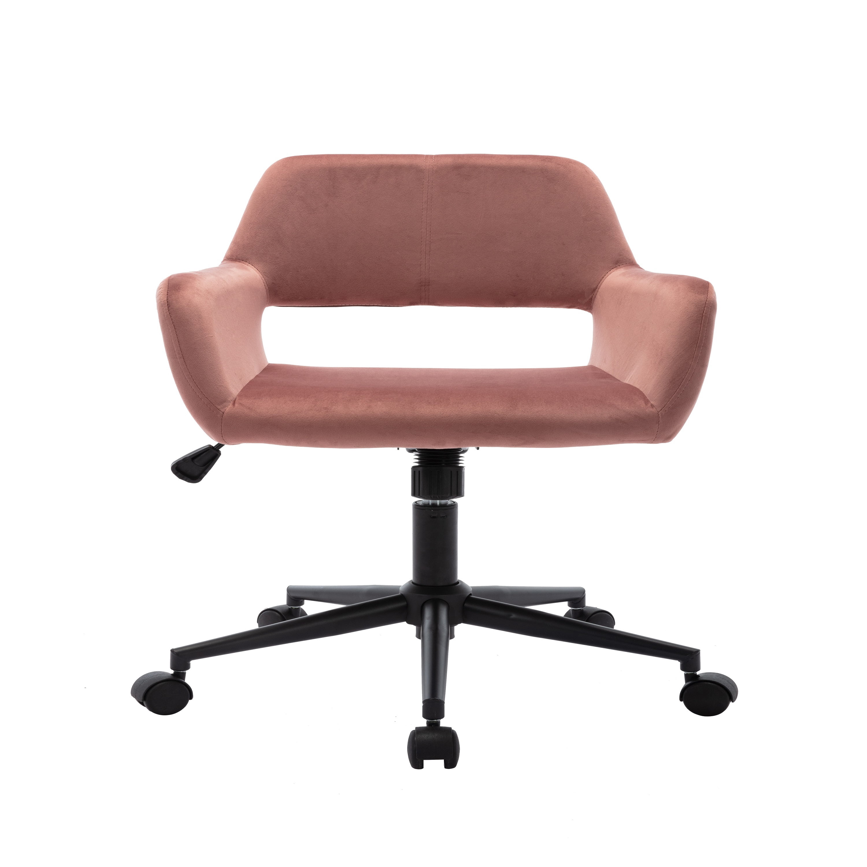 Aukfa Hollow Back Velvet Office Chair With Upholstered,360°Computer Chairs,Swivel Makeup Chair For Girls Women,Modern Design Task Chair With High Adjustable,Cute Chairs For Bedroom Desk,Pink