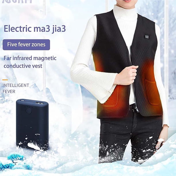 Minnieouse Chaleco eléctrico Chaqueta de tela térmica Calentamiento USB Calentador de cuerpo para mujer Hombre Reino Unido Prendas para la parte del cuerpo negro METRO Minnieouse AP004919-01