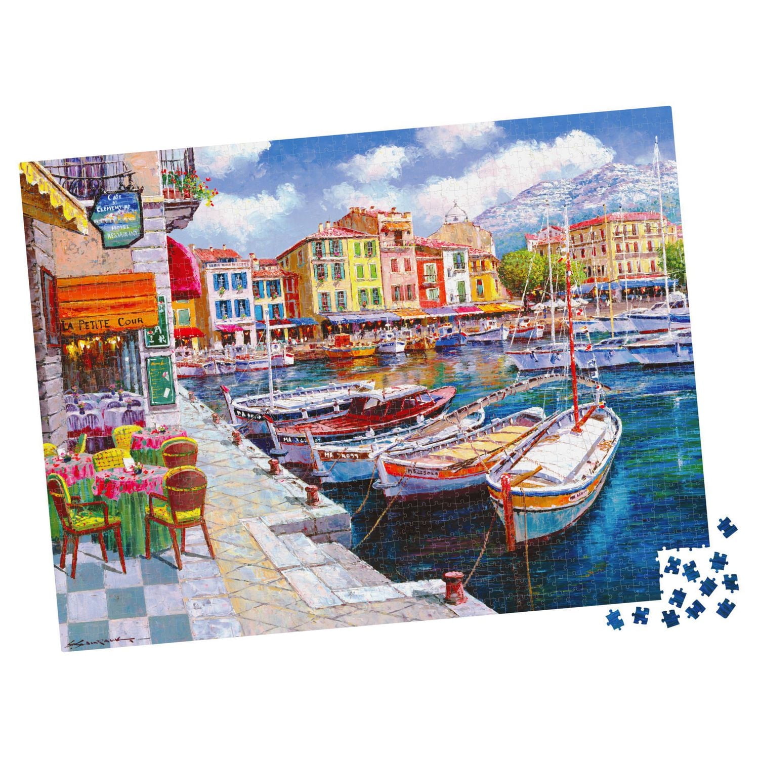 Deluxe 2000-Piece Jigsaw Puzzle, for Adults and Kids Ages 8 and up, Café in Cassis