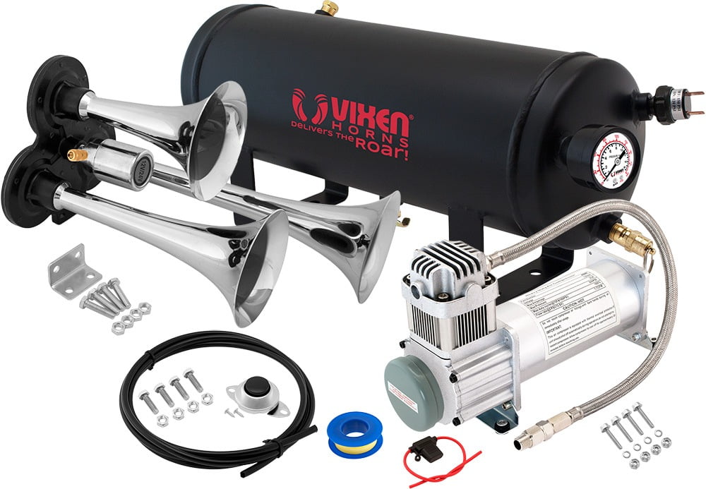 Vixen Horns Train Horn Kit for Trucks/Car/Semi. Complete Onboard System