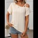 thumbnail image 4 of Blusas Cruzadas de un Solo Hombro para Mujer, Camisetas de Verano con Hombros Descubiertos, Blusas Casuales de Corta con Ojales. Albaricoque M, 4 of 8