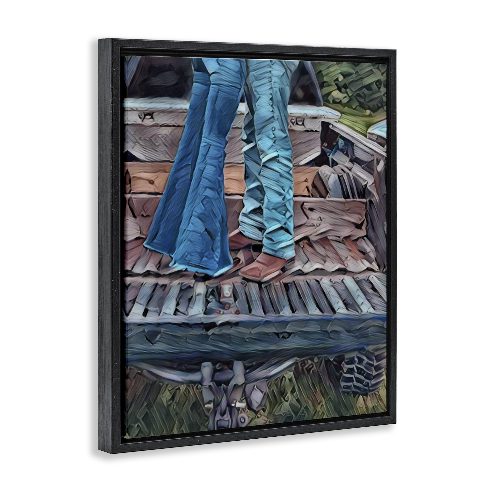 Truck Bed Kisses Black Framed Floater Canvas Wall Art, design by Jesse Keith