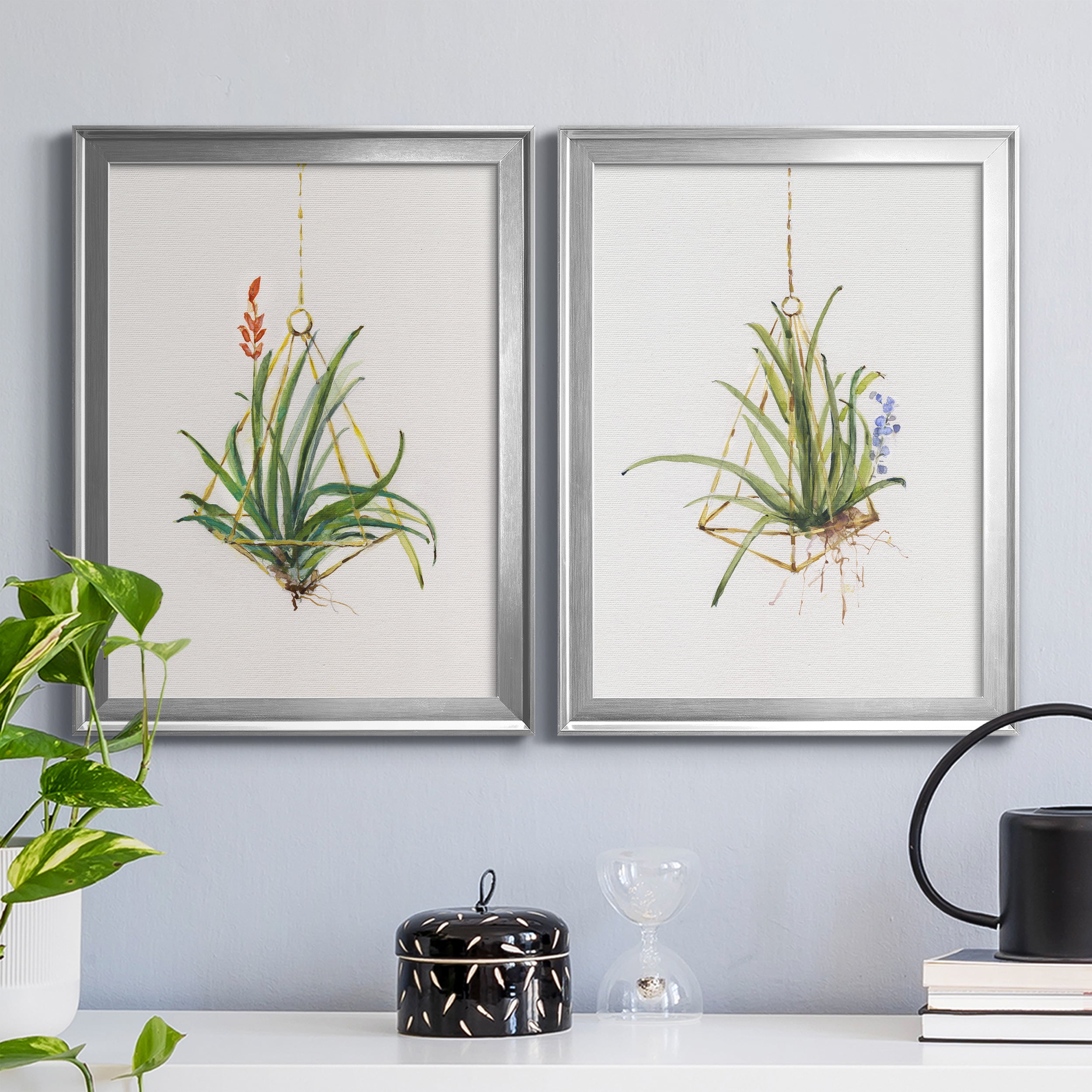 2 Piece Set Gardenaire I Premium Framed Canvas - Ready to Hang - 18.5 x 24.5 Each - Silver Frame