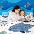thumbnail image 5 of meiyoeat Whale Jellyfish Ocean Pattern 7-Piece Twin Bedding,Sea Animal Print Bedding Comforter Set For Girl,Reversible, 5 of 7
