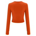 thumbnail image 7 of HLKJKLS Long Sleeve Shirts For Women Solid Crew Neck Long Sleeve Slim Fit Finger Button Tee Polyester Cotton Blend Orange S-L, 7 of 7