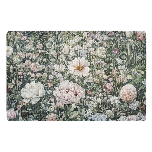 Garden Floral Print Floor Door Mat Outdoor Indoor for Home Entrance Welcome Mats 32"x20"