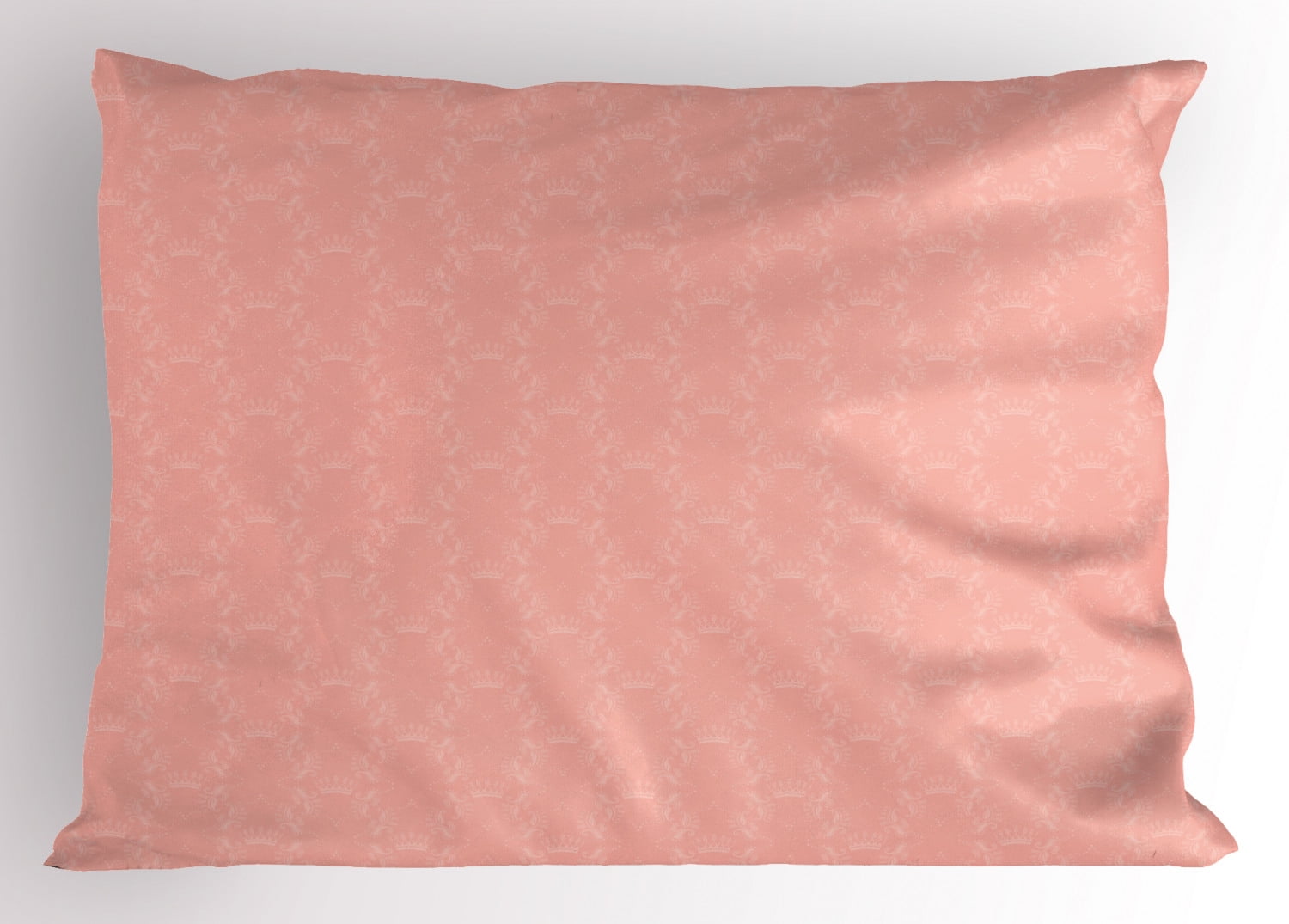 Peach Pillow Sham Soft Colored Background with Crowns and Floral Abstract Motifs with Faded Look Monochrome, Decorative Standard Size Printed Pillowcase, 26 X 20 Inches, Coral, by Ambesonne