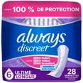 thumbnail image 2 of Always Discreet Adult Incontinence Pads for Women, Ultimate Absorbency, Long Length, Postpartum Pads, 28 Count, 2 of 20