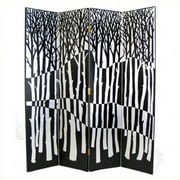 Wayborn Hand Painted Black Forest Room Divider in Black and Silver