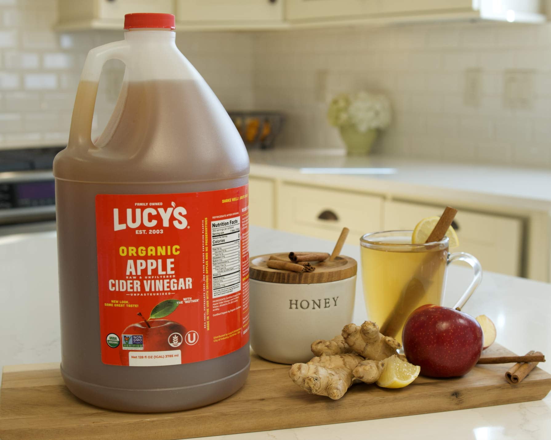 Lucy's Family Owned - Organic Apple Cider Vinegar, Unfiltered, Unpasteurized, NonGMO, and Raw - Gallon Size