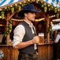 thumbnail image 2 of Wool Blend Western Cowboy Hat for Men Classic Fedora Hat Felt Hats with One Decorative Bands, 2 of 5