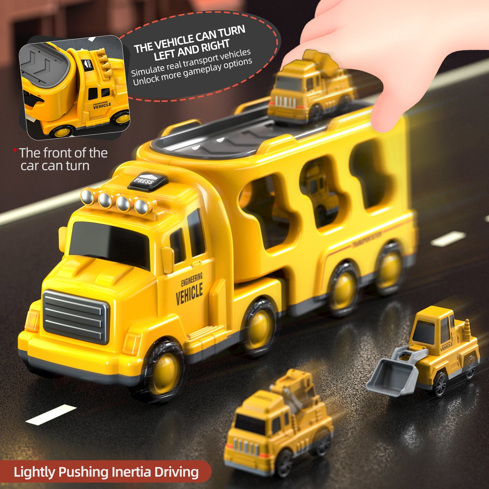 Lucky Doug Truck Toys for Kids Boys, Car Set Boys Toys Ages 2-5, Birthday Gift for 1 2 3 Years Boys