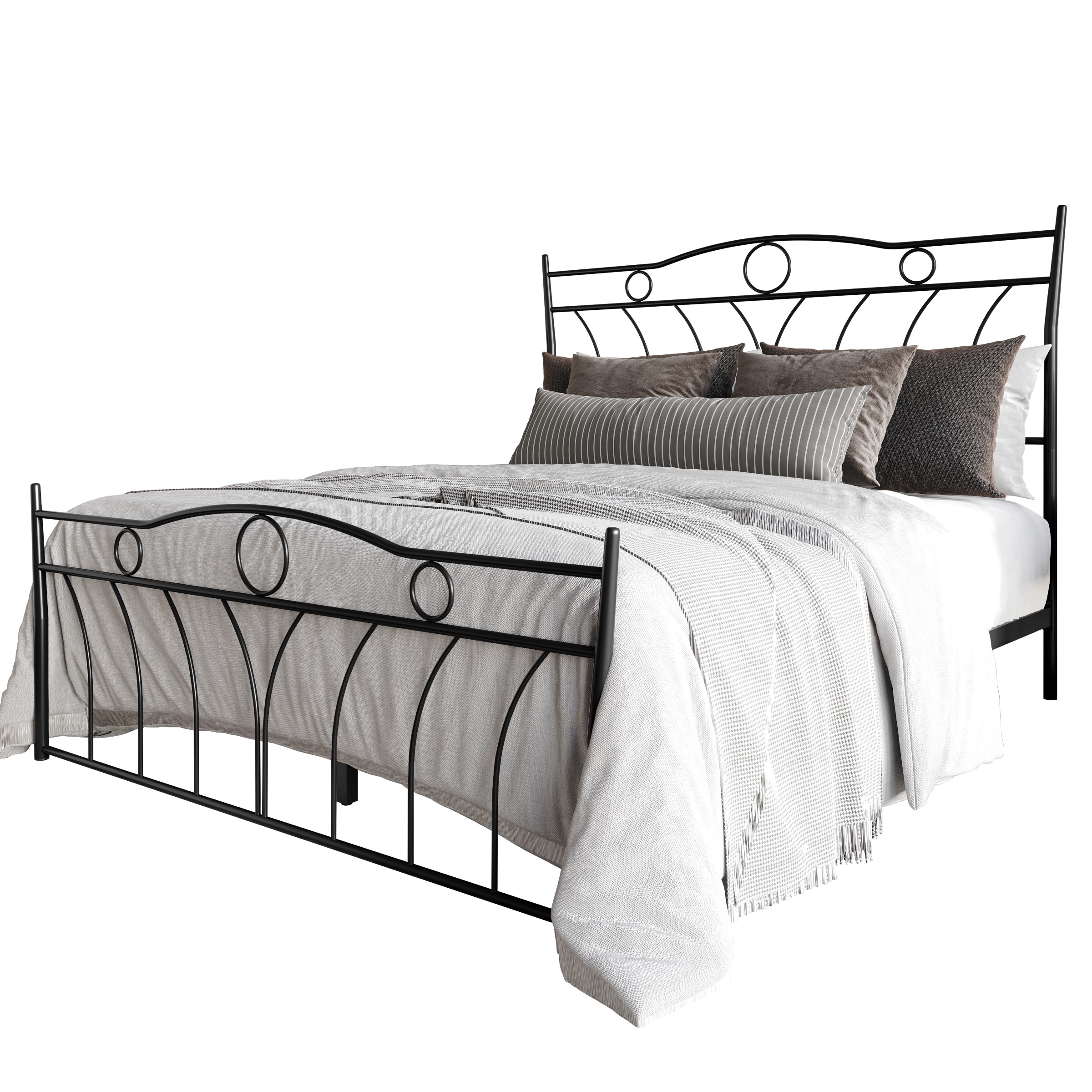 Home Design Shelby King Metal Bed Frame for Adults, Black, Classic Headboard and Footboard Design, Sturdy Frame, Easy Assembly