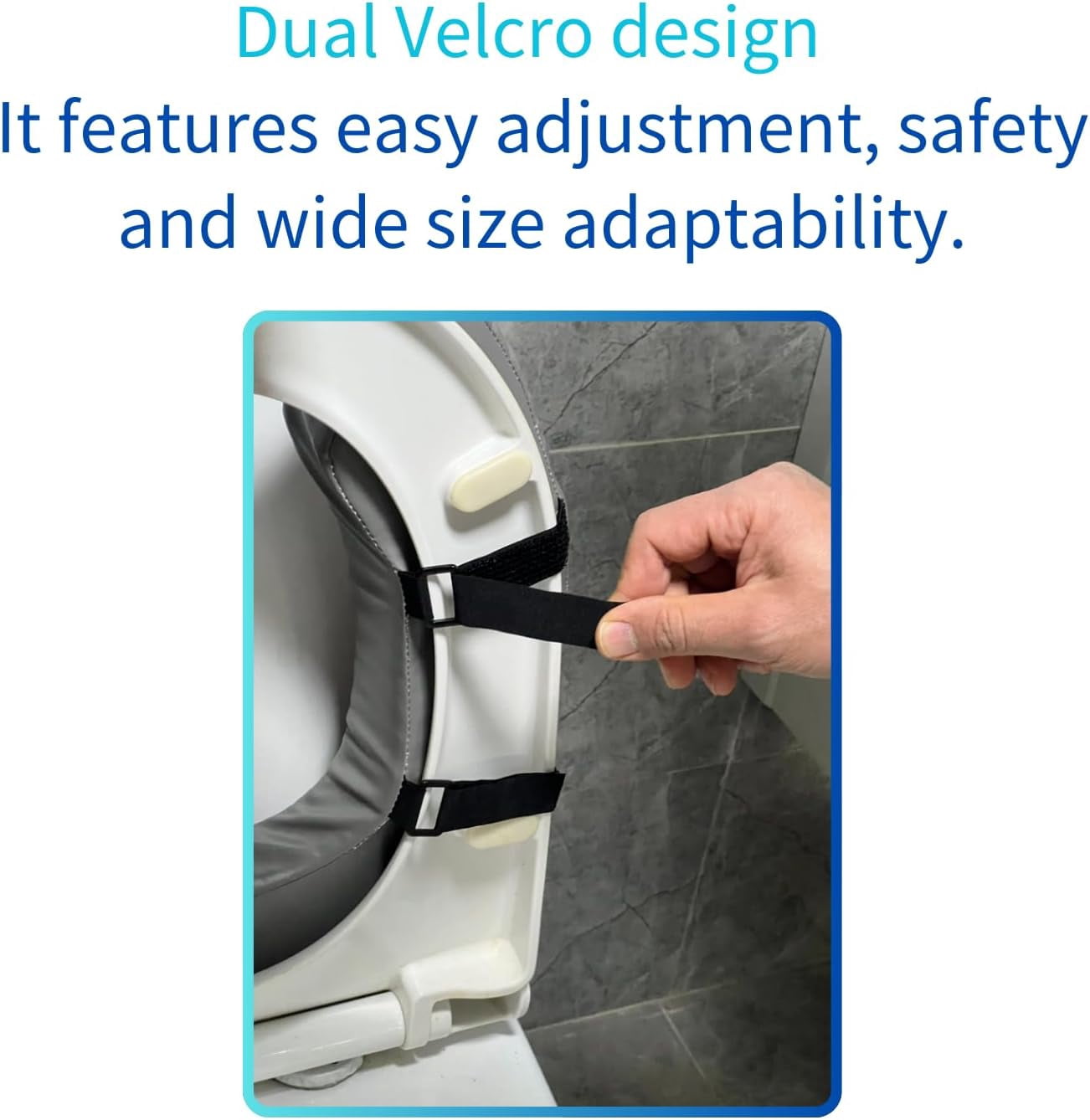 Ristpal Soft Padded Toilet Seat Cushion with 2-Inch High-Density Foam & Waterproof PU Fabric, U-Shape Padded Toilet Cushion - Secure Hook & Loop Tape, Fits Standard/Elongated Toilets (Grey)