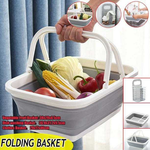 Foldable Draining Basket Fruit & Clothes Basket Laundry Storage Bin