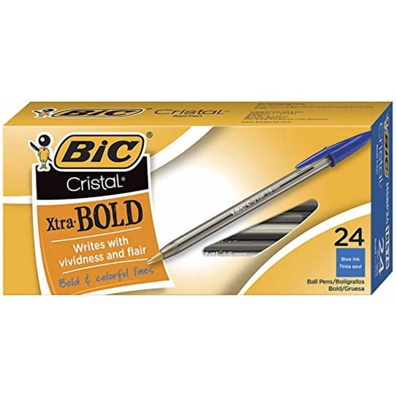 BIC Cristal Xtra Bold Ballpoint Pen, Bold Point (1.6mm), Blue, 24-Count