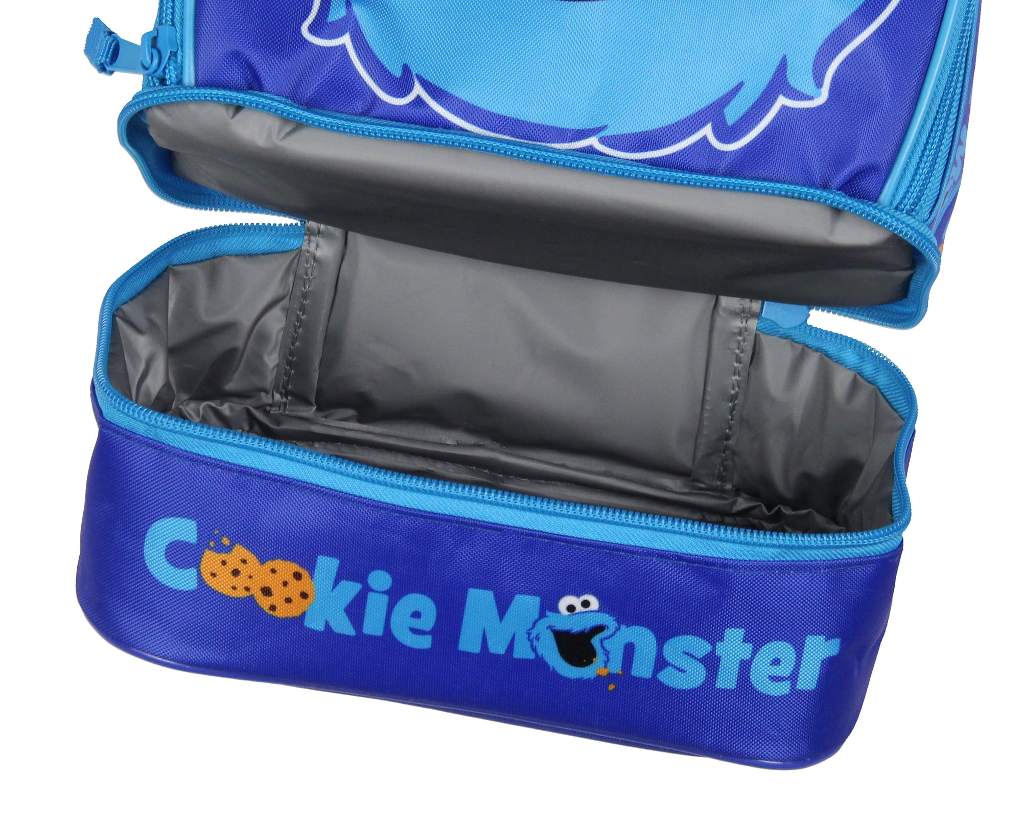 Sesame Street Cookie Monster Dual-Compartment Insulated Lunch Box Bag Tote 10"