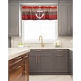 thumbnail image 5 of Kitchen Cafe Valance Curtain for Small Windows,Marine Nautical Anchor with Compass Rod Pocket Short Valances Red Brown Retro Wood Board Window Treatment Panel for Living Room/Bedroom/Bathroom,42x12in, 5 of 9