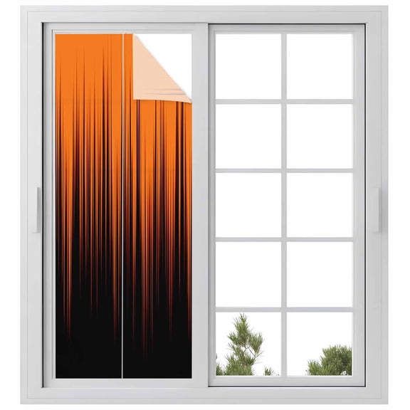 Burnt Orange Black Ombre Window Privacy Film, Modern Abstract Striped Gradient Static Cling UV Sun Blocking Heat Control Window Tint Day and Night, Non-Adhesive One Way Privacy Cover 29.5''x78.7''