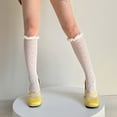 thumbnail image 4 of Huhudde Fishnets Knee Highs Stockings Ruffle Trim Frilly Over the Calf Socks Summers Sheer Mesh Knee Highs Socks Streetwear, 4 of 21