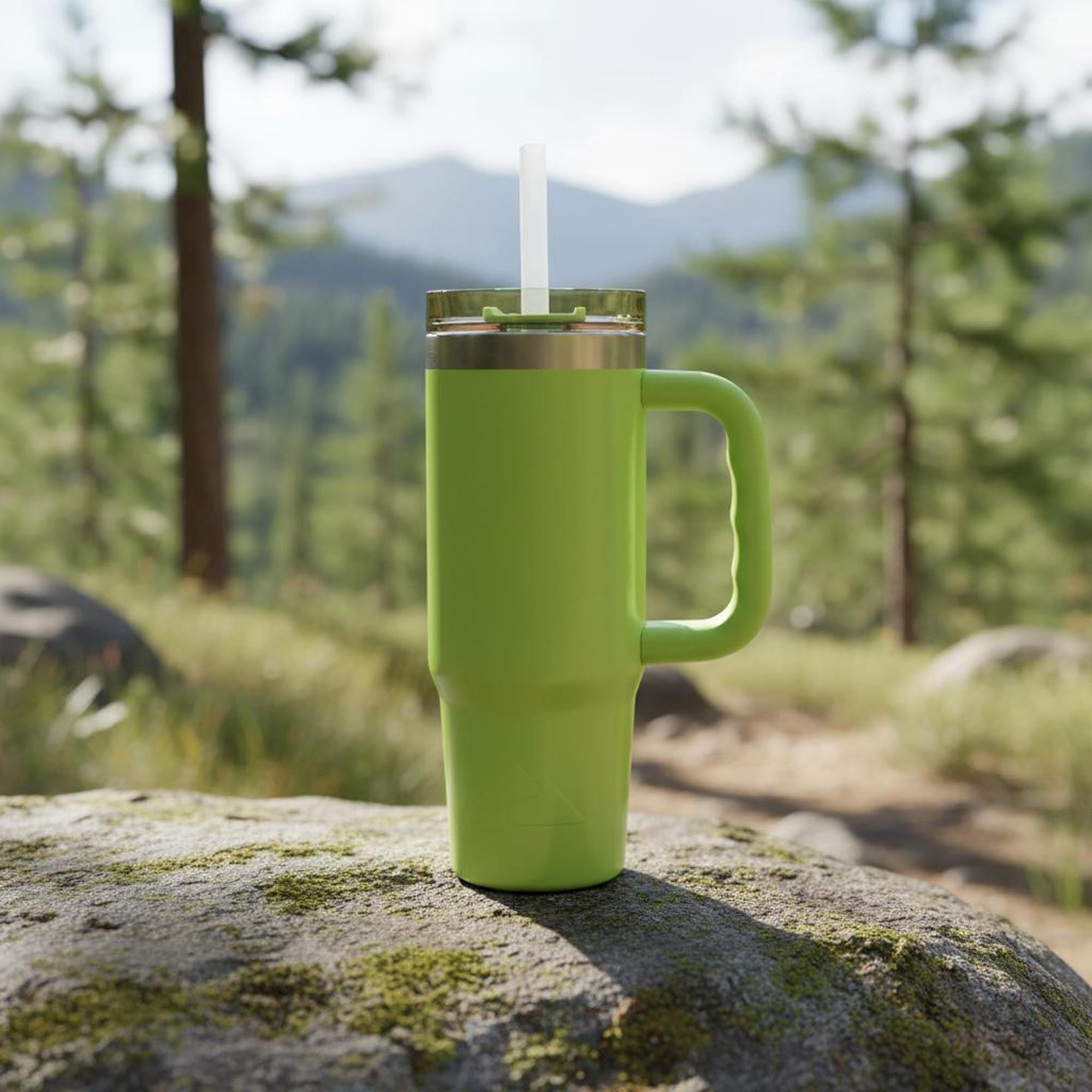 Ozark Trail 30 oz Stainless Steel Insulated Tumbler with Handle, Sonic Lime Green