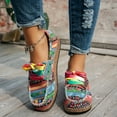 thumbnail image 4 of Leozcaa Women's Lace up Loafers Orthopedic Comfotable Flat Boat Sneakers Color Printing Casual Shoes, 4 of 8