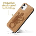thumbnail image 3 of Case Yard Wooden Case Outside Soft TPU Silicone, Slim Fit Shockproof Wood Protective Phone Cover for Girls Boys Men and Women, Supports Wireless Charging Tribal Lizard Design case for iPhone-12-Mini, 3 of 7