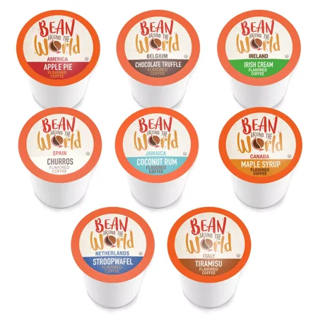 Bean Around The World Variety Pack Flavored Coffee Pods,40 CT