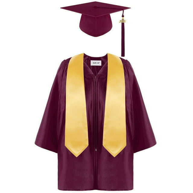 MIASHUI Chapeau et Toge de Graduation pour Enfants de Maternelle, Vin, 4-5 Ans