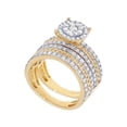 thumbnail image 4 of Silver & Stone Jewels Women's 14K Gold Finish Round Cluster Engagement Ring Set with CZ Accents – 3 Piece Bridal Wedding Band Set, 4 of 7