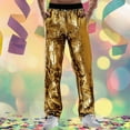 thumbnail image 2 of Wdgfv Mens Sequin Pants Disco Outfit Elastic Waist Drawstring Rave Trousers Sequin Joggers Trousers with Pockets, 2 of 4
