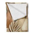 thumbnail image 2 of Ambesonne Monstera Fleece Throw Blanket Boho Scandinavian Style 50"x60" Cocoa Sepia and Reseda Green, 2 of 5